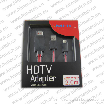 Mhl Adapter Cable for Samsung Galaxy S4 I9500 Note 2 N7100 Red